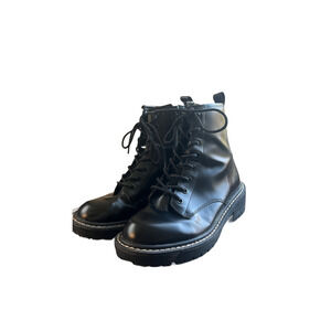Black Lace Platform Boots Size 8